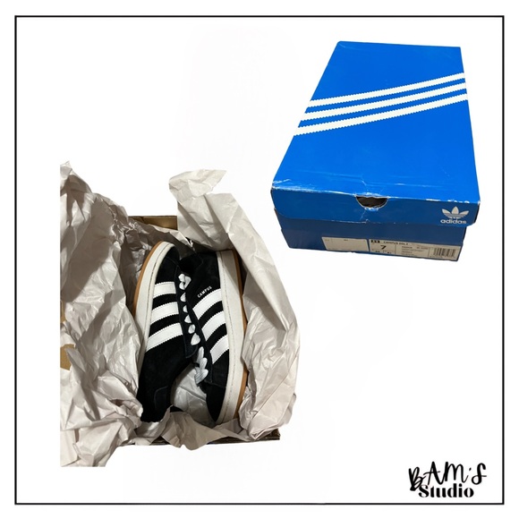Classic Adidas Campus Sneakers in Black Suede with white 3-stripes Size 7 - Picture 7 of 7